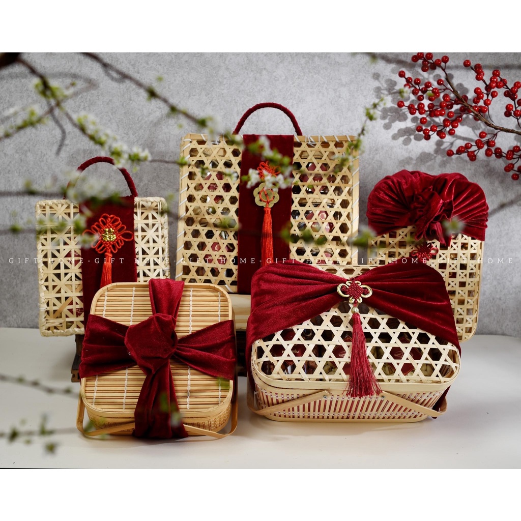 Hộp đựng quà tết cao cấp, giỏ quà VIP, làn tre đựng quà, hộp quà tết 2023, làn tre quà tặng, lẵng quà tết mây tre