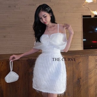 Đầm lông rớt vai
