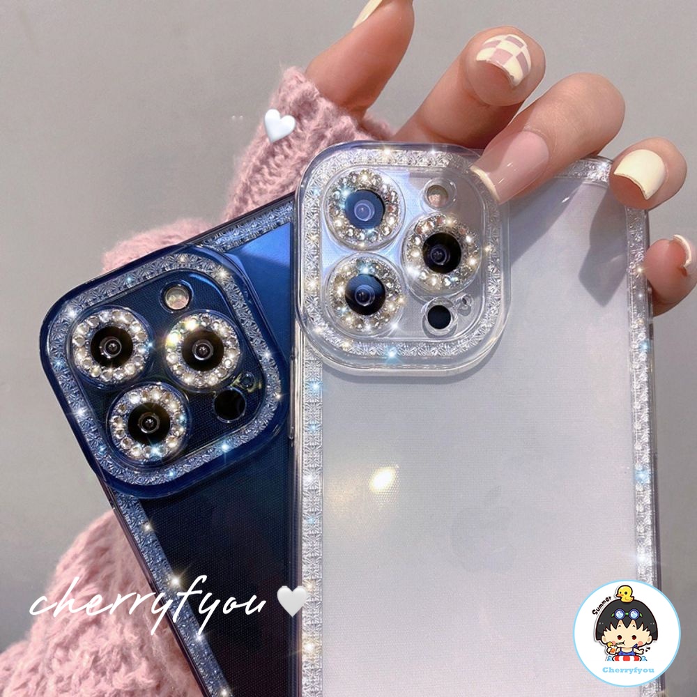 Ốp Điện Thoại TPU Mềm Trong Suốt Đính Kim Cương Sang Trọng Cho IPhone 13 12 11 14 Pro Max XS XR 8 7 Plus