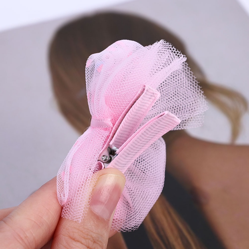 Set 10 Kẹp Tóc Nơ Lưới Thời Trang Cho Bé Gái