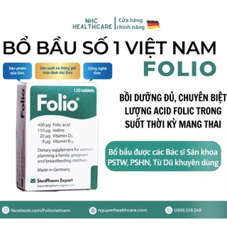 [HÀNG CÔNG TY NHẬP ĐỨC] Folio bổ bầu bổ sung acid folic cho mẹ bầu - Hộp 30 viên