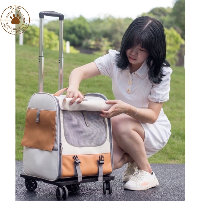 Vali kết hợp balo vận chuyển cao cấp cho chó mèo / Balo vali lưỡi thoáng khi - 4Pets offical