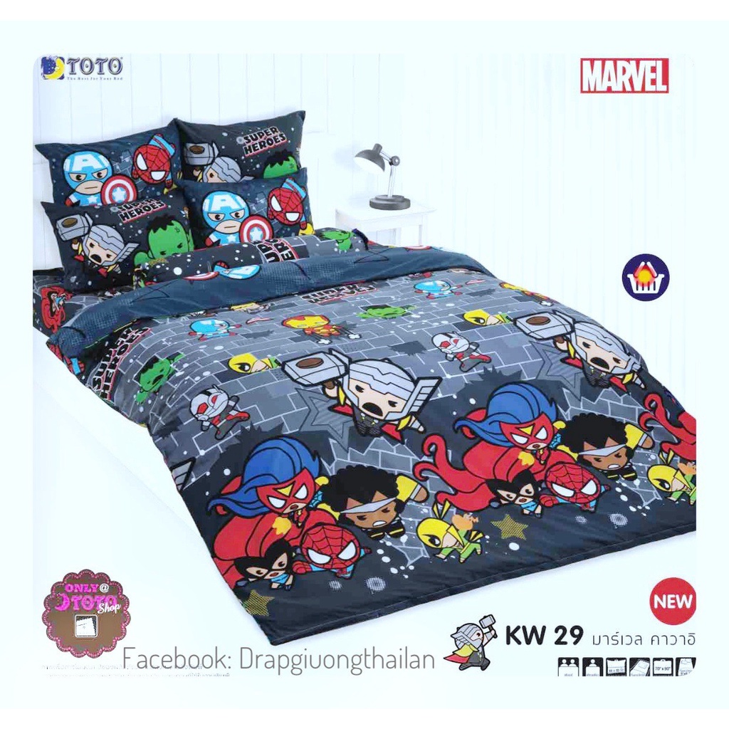 Drap cotton cao cấp hiệu TOTO BED  - Hàng nhập chính hãng Thái Lan - The Marvel - 1mx2m không mền