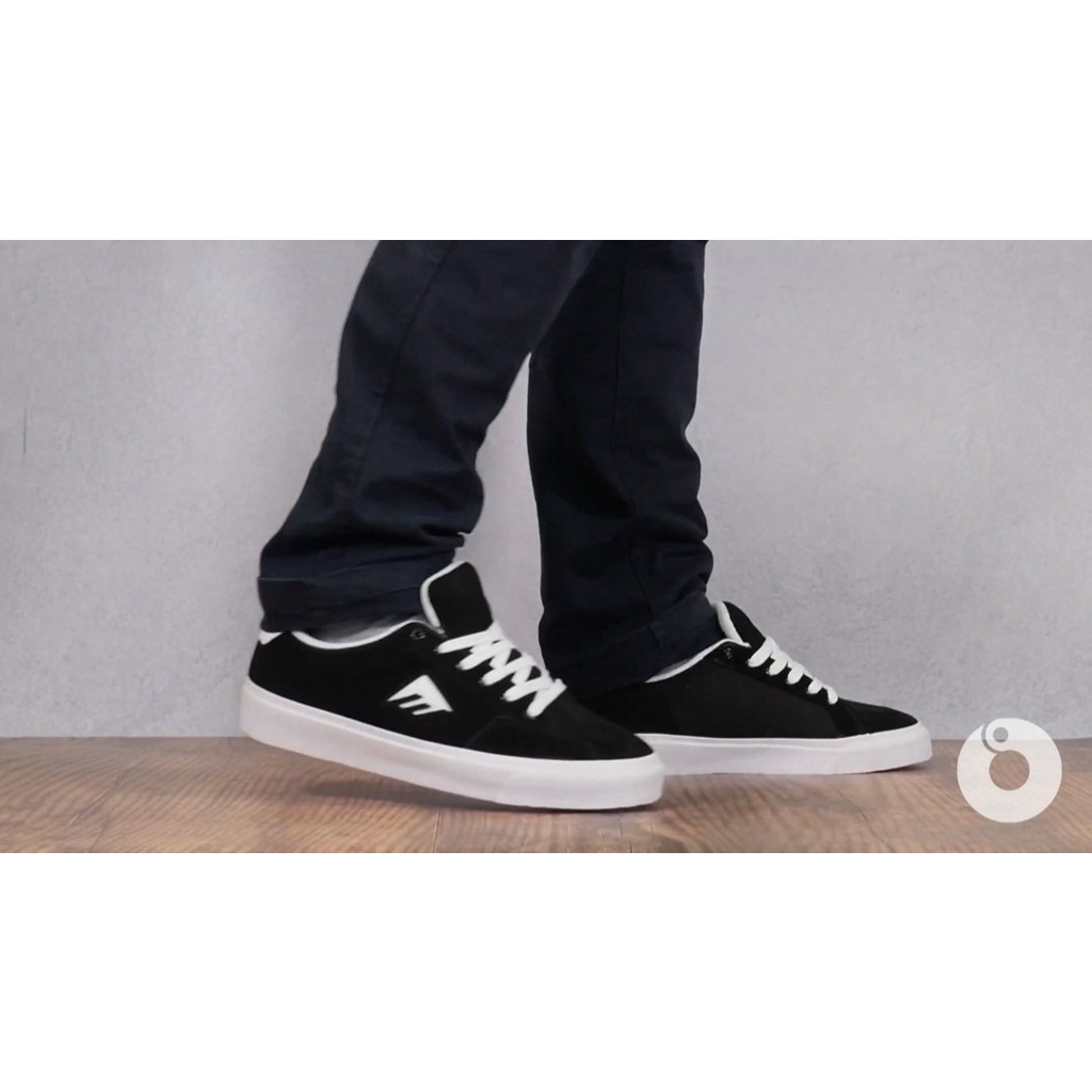 Giày xuất khẩu của Emerica da lộn đen, logo trắng cho nam, nữ