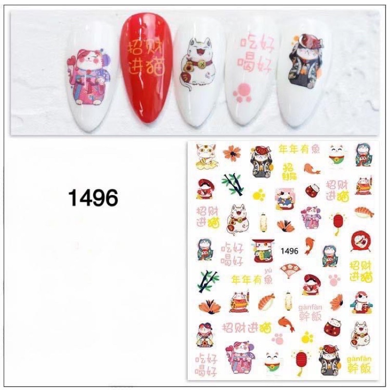 sticker dán trang trí móng tết