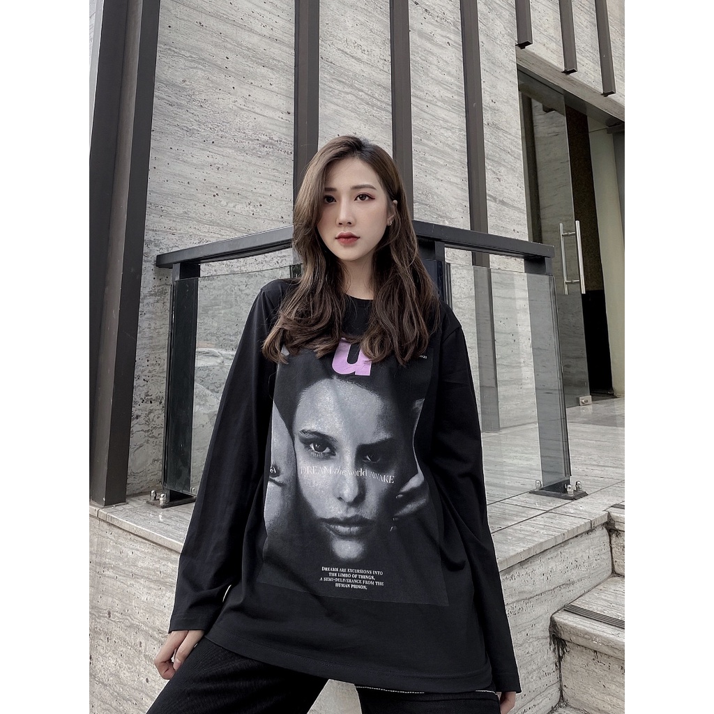 Áo thun Amand Faces Graphic Printed Long Sleeve T-Shirt - Black/white