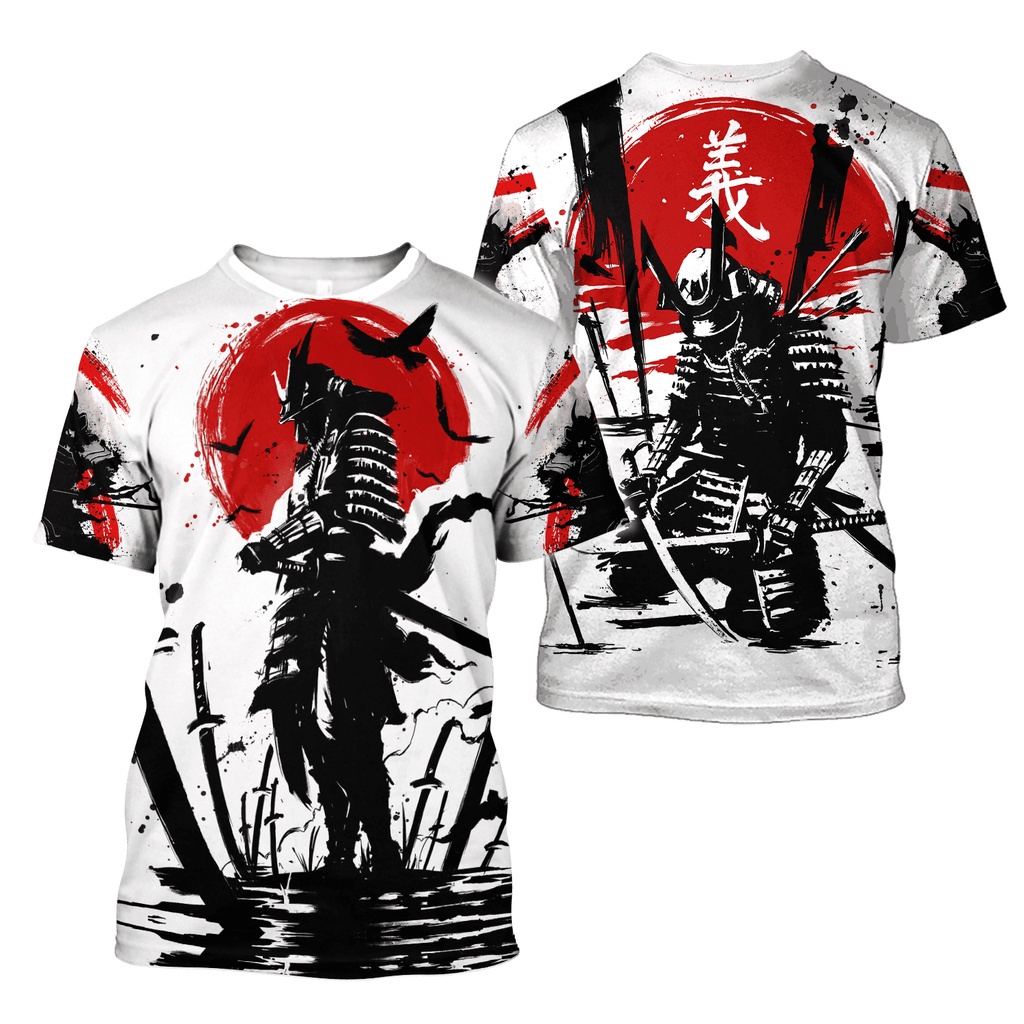 Áo Thun Tay Ngắn In Hình Mặt Nạ Samurai Oni 3D Thời Trang Mùa Hè Cho Nam Và Nữ