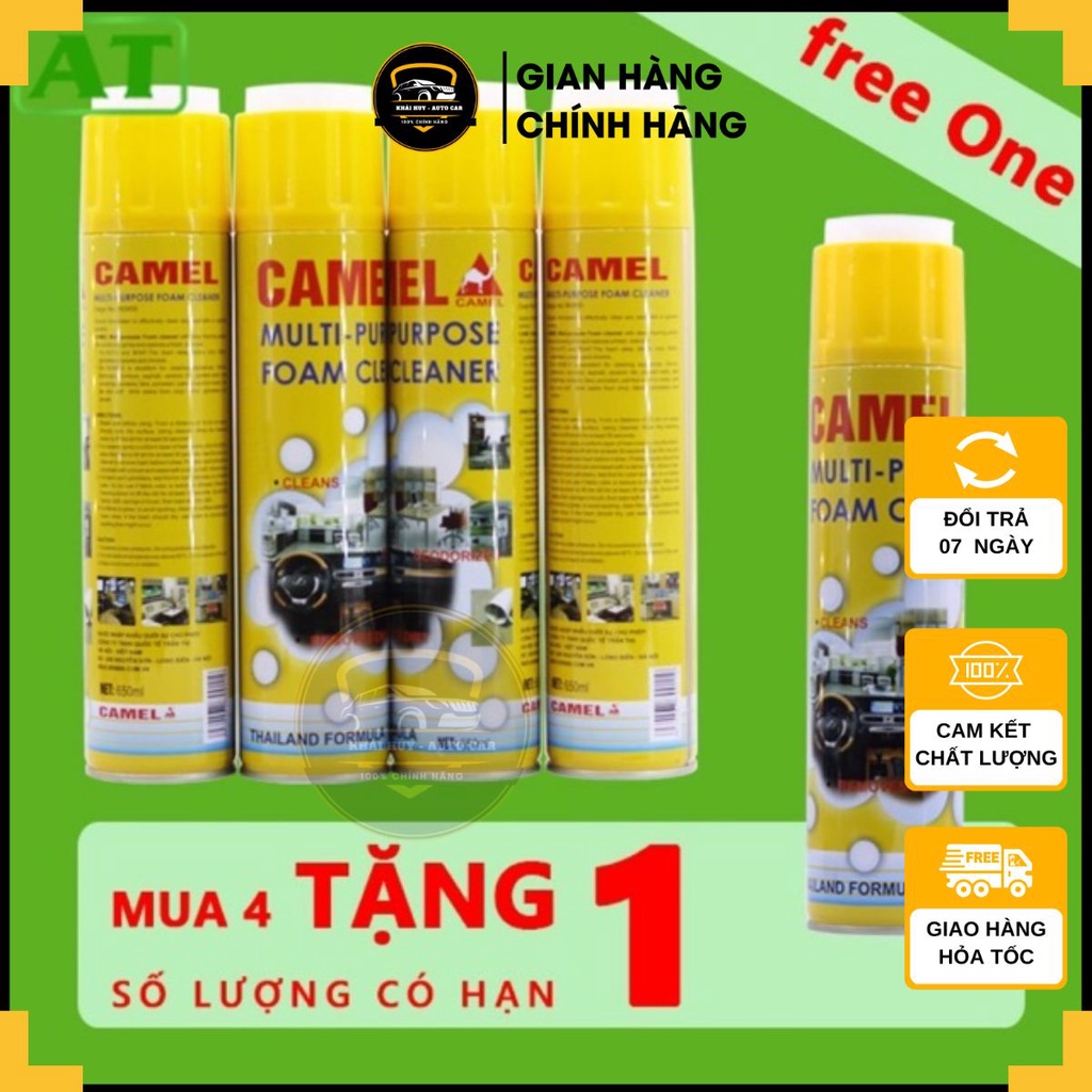 Combo 4 Chai Xịt Bọt Đa Năng Vệ Sinh Ghế Da Nội Thất Ô Tô Foam Cleaner Màu Vàng - Ví giá rẻ