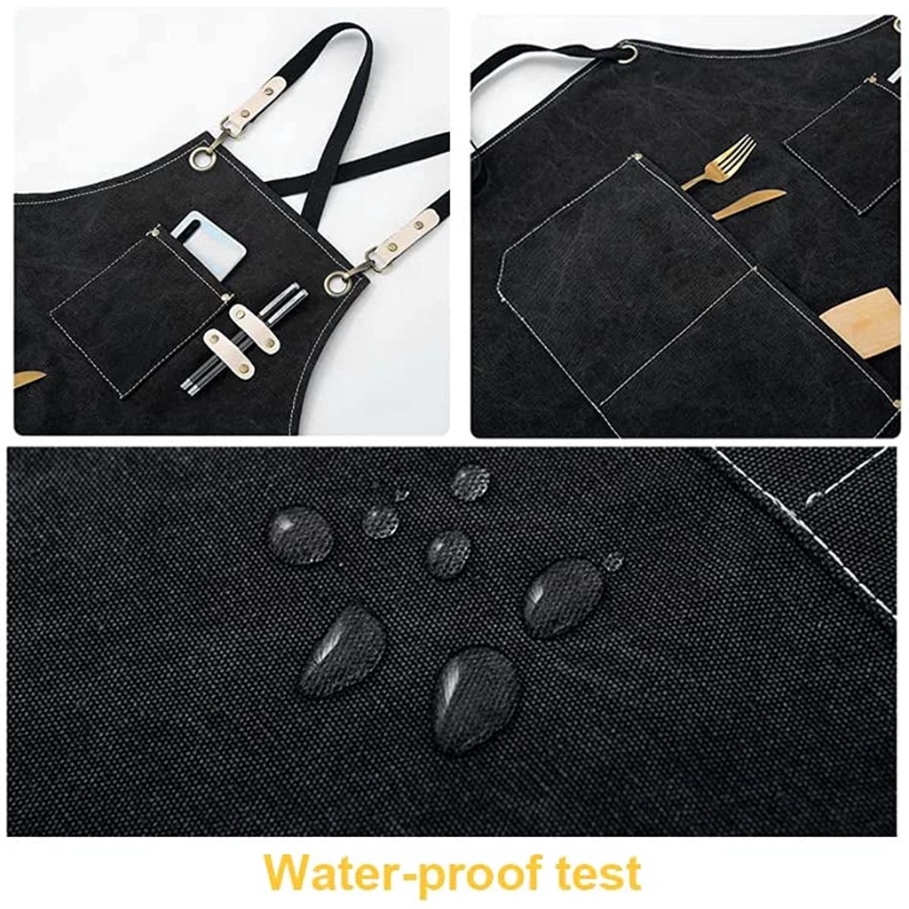 Tạp Dề Nấu Ăn / Nướng Bánh Chuyên Nghiệp Có 2 Túi Chống Nước Có Thể Điều Chỉnh Cho Nam Và Nữ