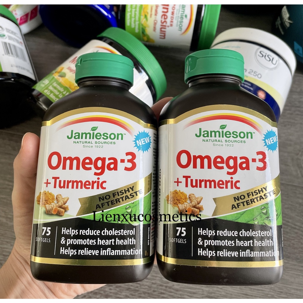 Viên uống Omega 3 &amp; Turmeric 75 viên Jamieson; hsd T9/2024