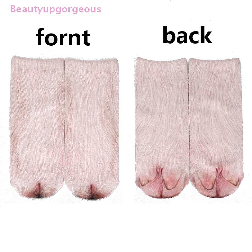 [Beautyupgorgeous] Đôi Vớ cotton Họa Tiết Chân Động Vật Vui Nhộn Cho unisex