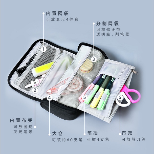 Túi Đựng Bút Bằng Vải Canvas Sức Chứa Lớn Đa Năng Có Tay Cầm Dành Cho Học Sinh