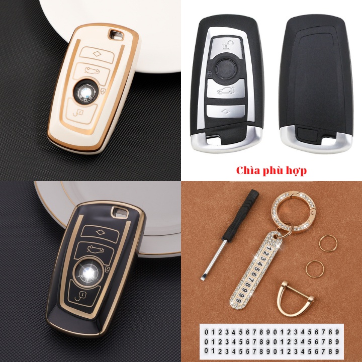 Bao Da, Vỏ Bảo Vệ, Ốp Chìa Khóa, Bọc Chìa Khóa Cao Cấp Dùng Cho Xe Ô Tô BMW Series 3, 5, 7, X, GT Mẫu Cũ