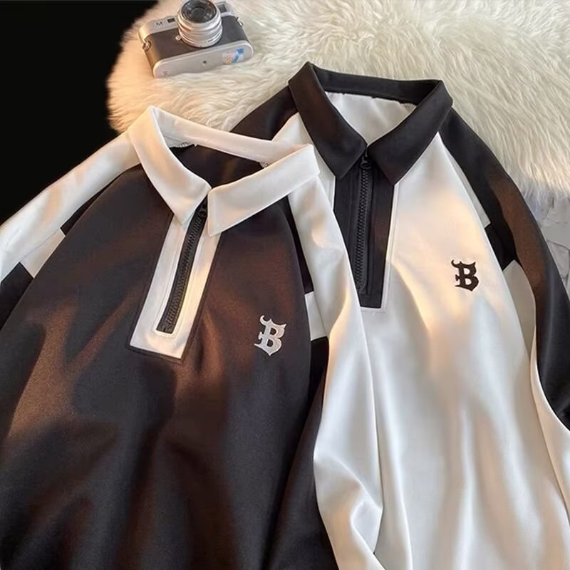 Áo Sweater POLO Tay Raglan Dáng Rộng Thêu Họa Tiết Thời Trang Thu Đông Cho Nam Và Nữ