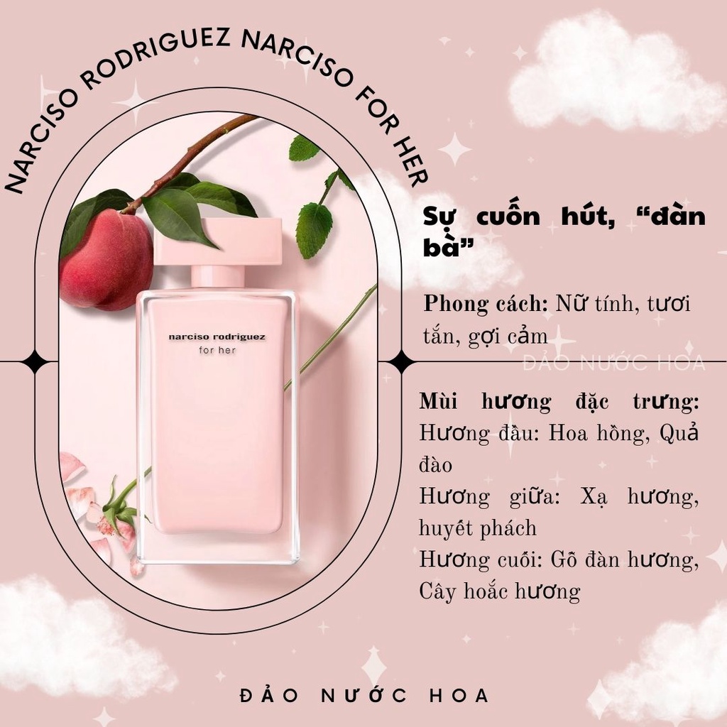 Nước hoa chiết narciso hồng nhạt 10ml hàng xịn mùi hương phấn hoa hồng đảo nước hoa - A10