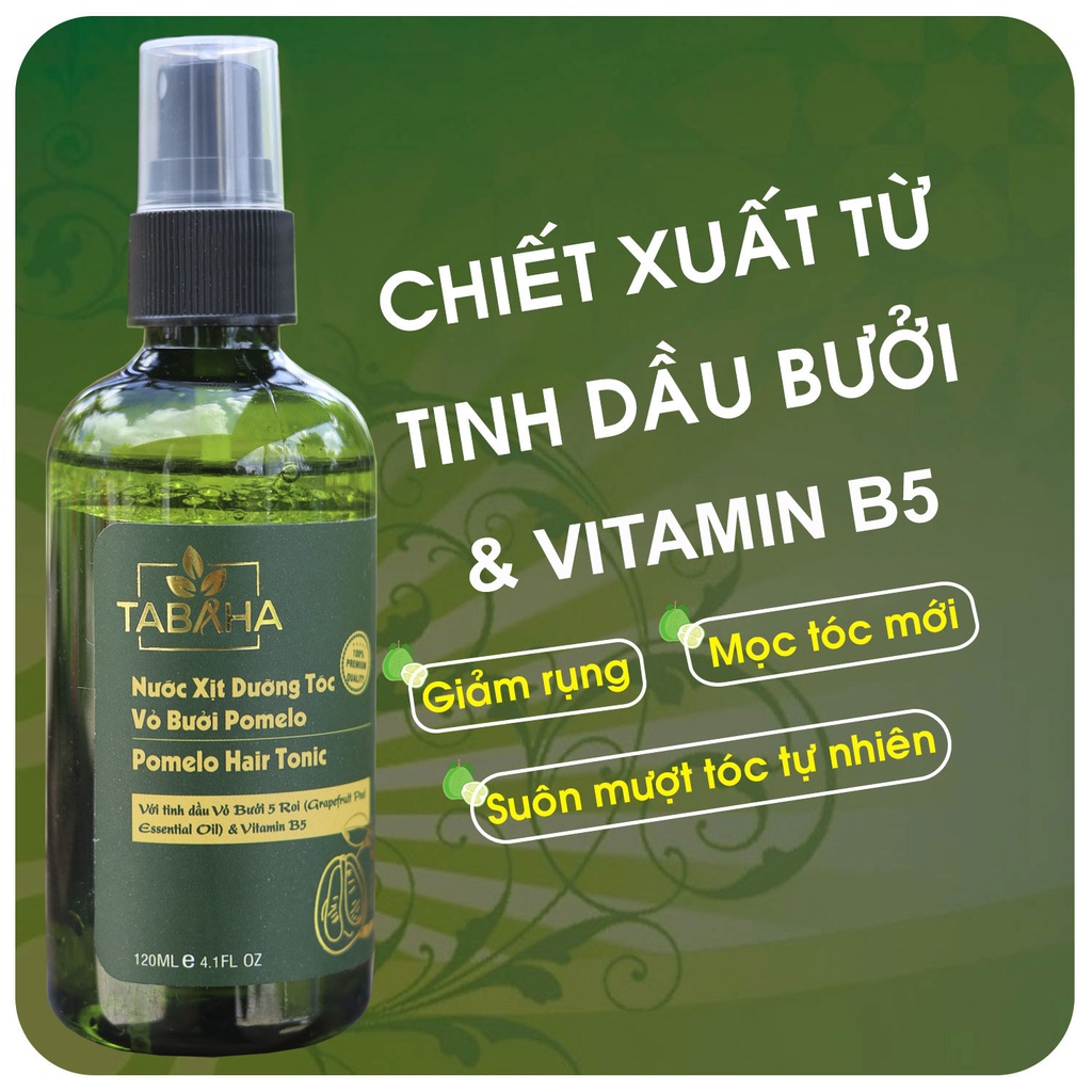 Nước Xịt Dưỡng Tóc Tinh Dầu Vỏ Bưởi Pomelo Tabaha - Bộ 2 Chai 120mlx2