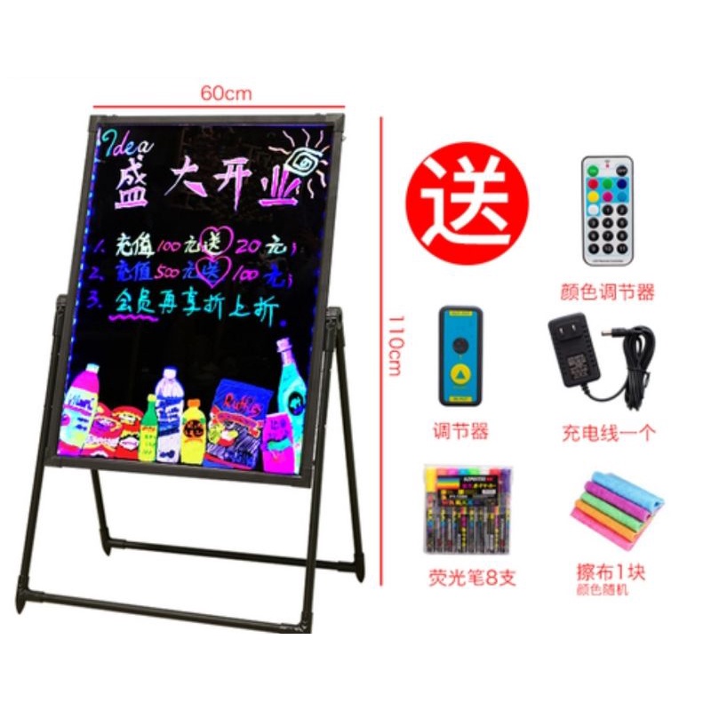 Bảng led huỳnh quang, Bảng viết dạ quang điện tử phát sáng đủ kích thước_Freeship_Shopxin_Hàng tốt