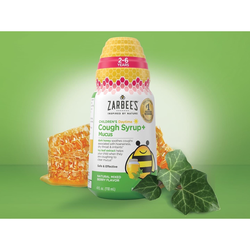Siro Ho Zarbee's Cough syrup giảm ho khan, ho đờm và tăng đề kháng cho bé từ 2-6 tuổi bill Mỹ mẫu mới