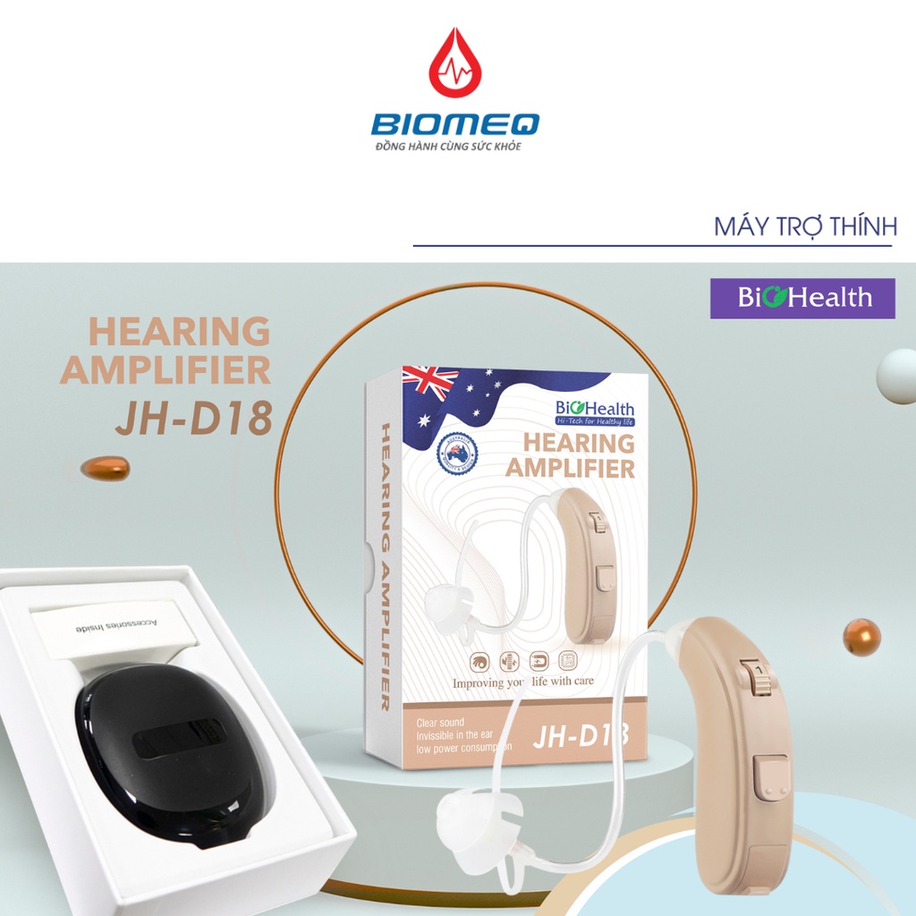 Máy trợ thính đeo tai BTE Biohealth JH - D18 tai nghe trợ thính khuyếch đại âm thanh tiên tiến