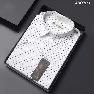 Áo sơ mi nam ngắn tay trung niên vải lụa co giãn mềm mịn mặc mát AHOP16