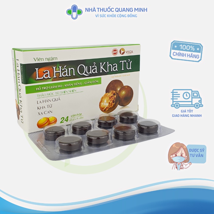Viên ngậm La Hán quả kha tử hộp 24 viên