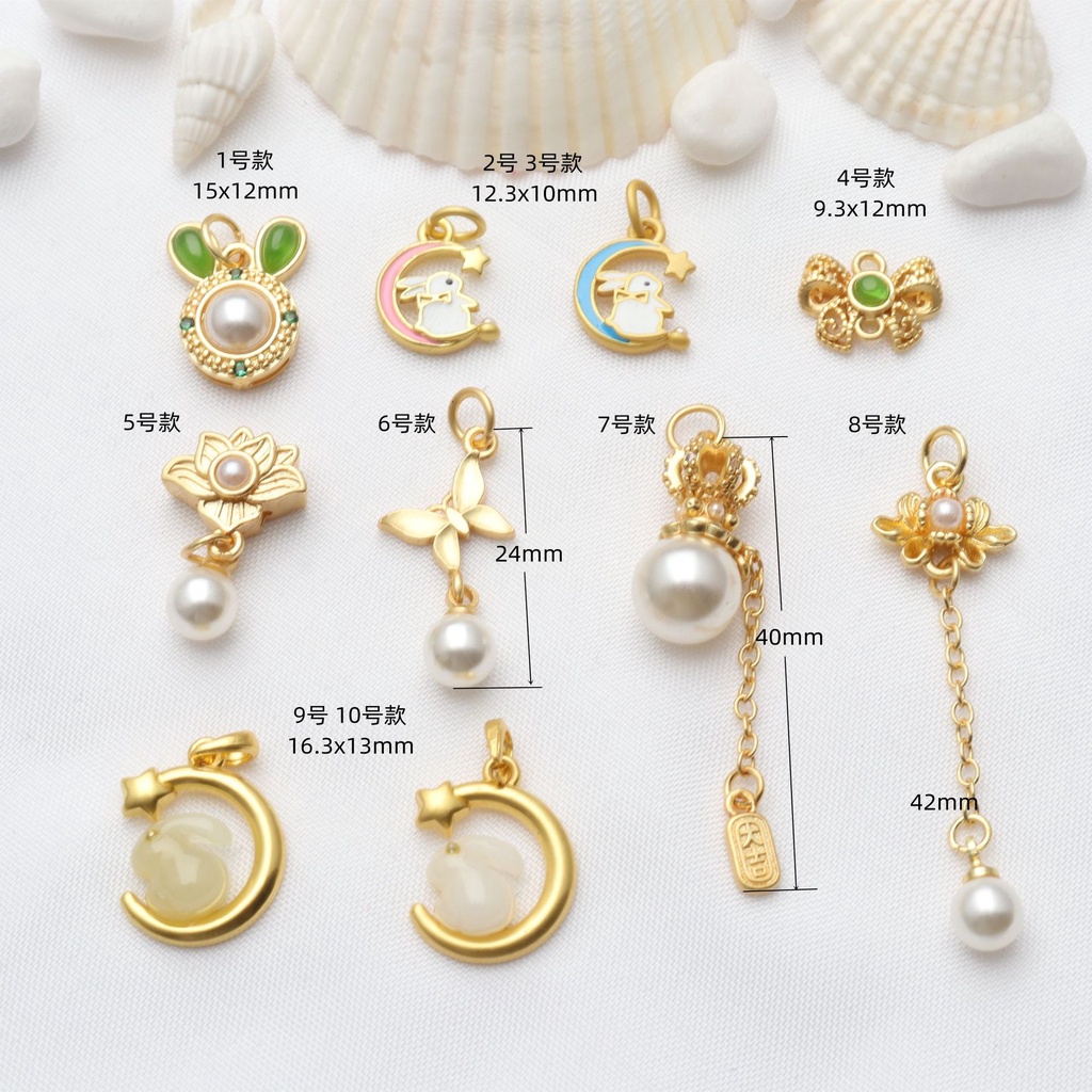 Bộ 5 Phụ Kiện Hạt Ngọc Trai Tự Làm Vòng Đeo Tay Hình Thỏ Nhỏ Giọt