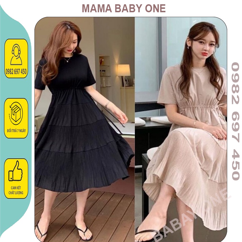 VÁY BẦU CÔNG SỞ -ĐẦM BẦU THIẾT KẾ DÁNG XÒE CÓ DÂY RÚT EO SIÊU XINH, CHẤT COTTON MỀM MỊN