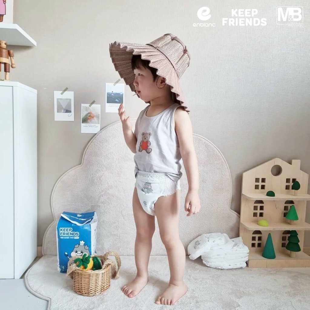 Combo 10 Bịch Tã Quần ENBLANC KEEP FRIENDS Cho Bé Size L26,XL22,XXL18 Hàn Quốc Mỏng Nhẹ Thấm Hút Nhanh