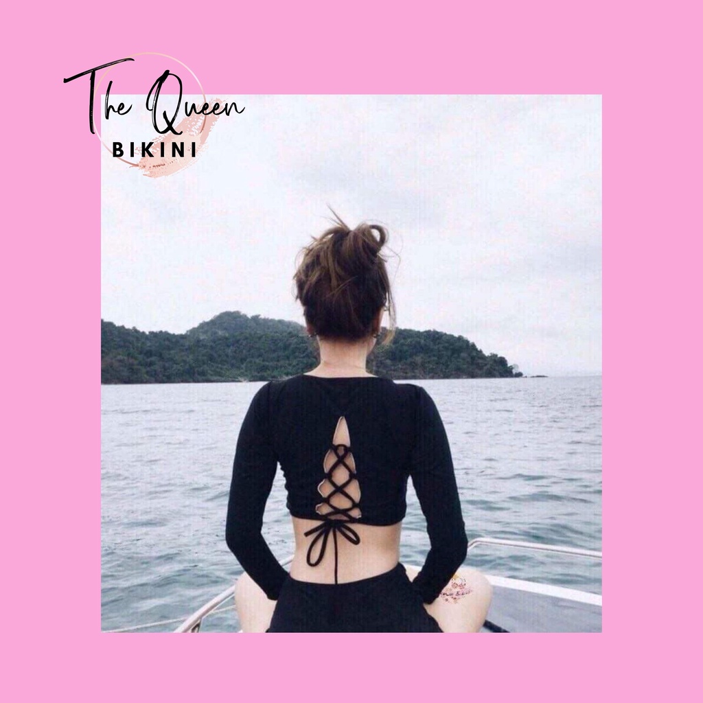 Bikini 2 mảnh Đồ bơi nữ kín đáo Áo Tắm đi biển tay dài váy xinh xắnThe Queen Bikini 056