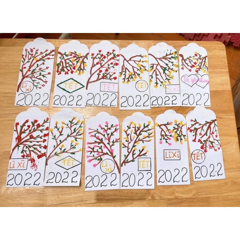 100 phôi lì xì trắng đã dán thành phẩm