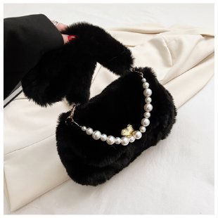 Túi Xách Đeo Vai Lông Thỏ Giả Sức Chứa Lớn Đính Ngọc Trai Phong Cách Mới Chất Lượng Cao Cho Nữ