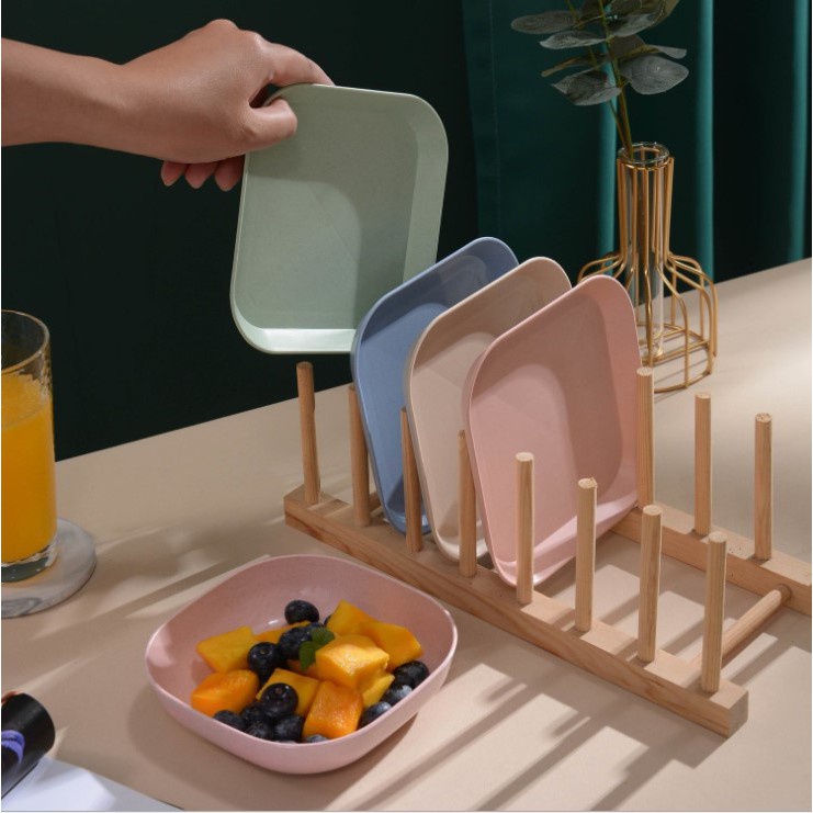 Khay đĩa nhựa vuông đựng thức ăn hoa quả trái cây tiện dụng, Khay ăn dặm cho bé hình vuông set 8 cái Shopmegold1