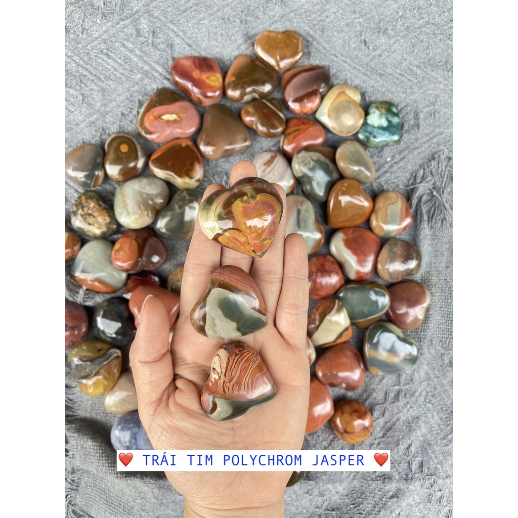 Trái tim Polychrome Jasper | Đá thanh tẩy, sưu tầm, healing | CADA DECOR