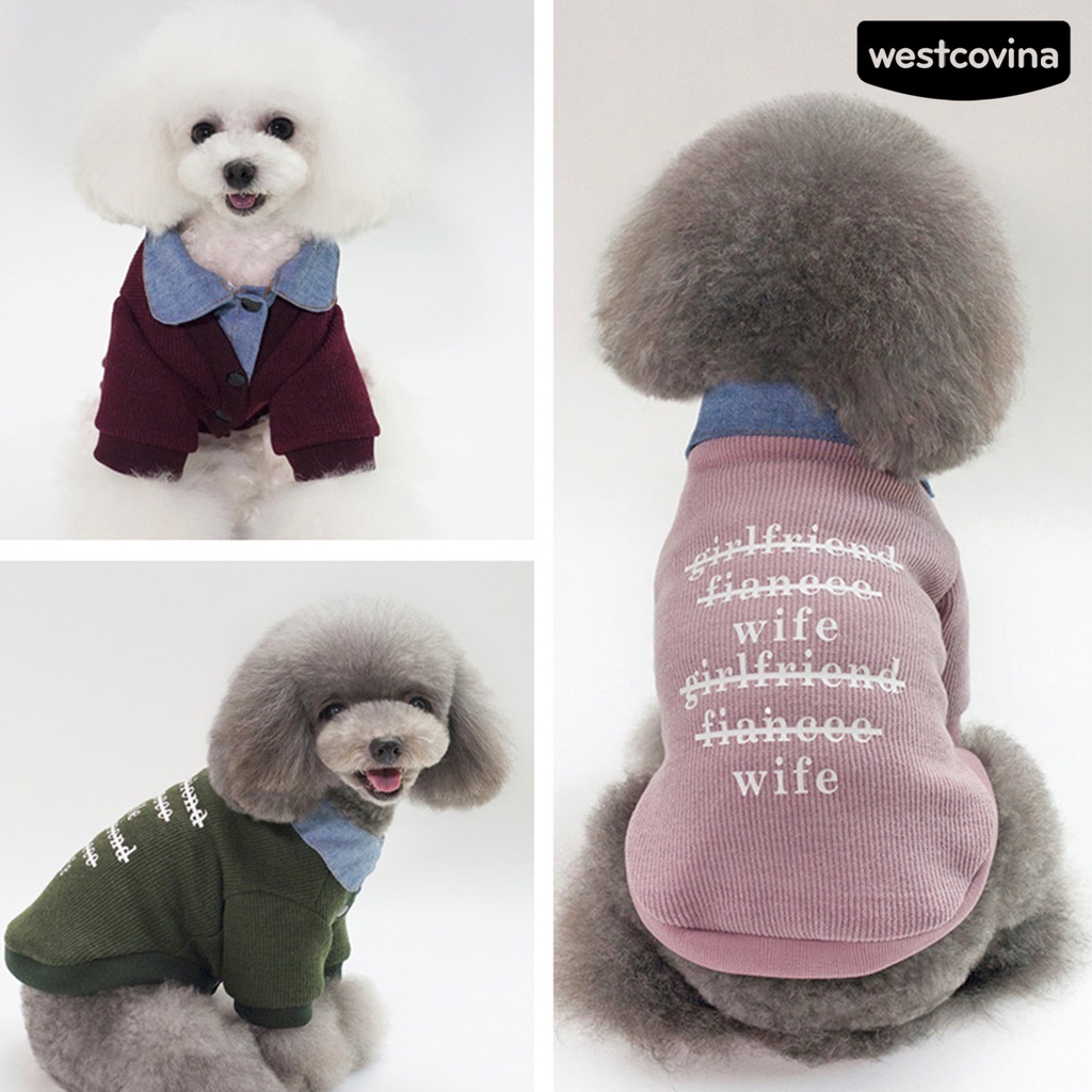 [COD]♘Áo Sweater Giả Hai Lớp In Chữ Cho Thú Cưng