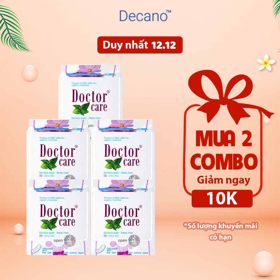 Combo 5 gói băng vệ sinh thảo dược Doctor Care hàng ngày 16cm Decano Store