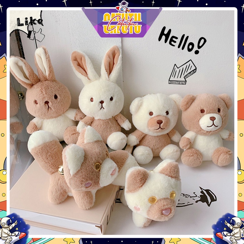 Móc Khóa Gấu Bông Dễ Thương Móc Khóa Treo Ba lô Thú Nhồi Bông Cute Gấu Thỏ Cáo Bông Đôi Cặp Ô tô Couple Đáng Yêu CATUTU