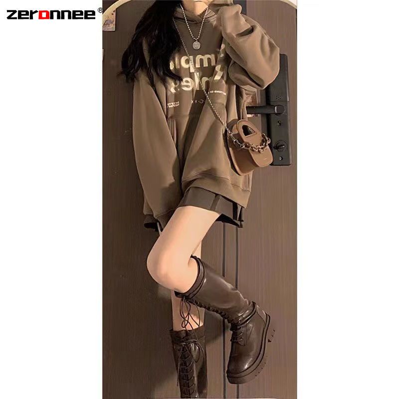 Bộ Áo Hoodie + Chân Váy Xếp Ly Đơn Giản Thời Trang Thu Đông 2023