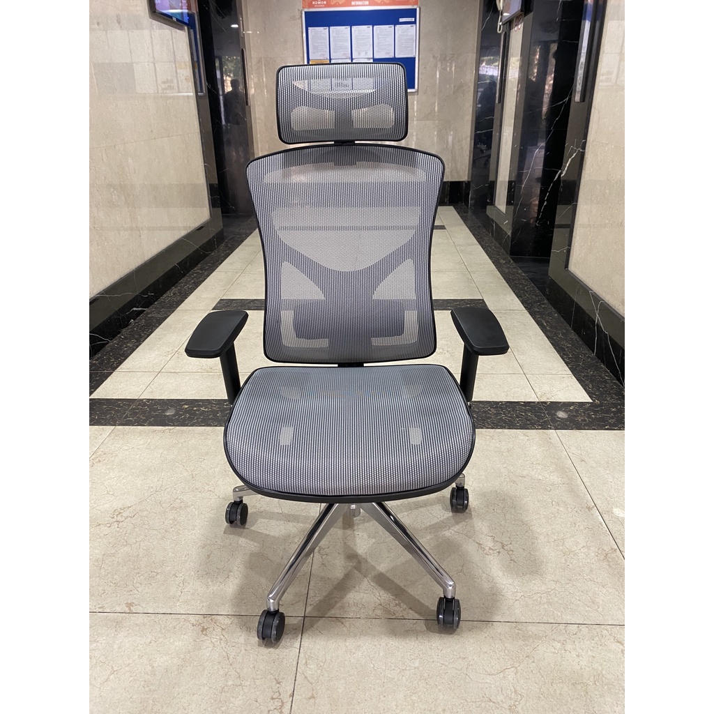 Ghế Công Thái Học Manson Vera Update Tựa Đầu 6D Lưới Wintex Hàn Quốc Đen/Xám, Lưới Vân Rồng Đen/Xám