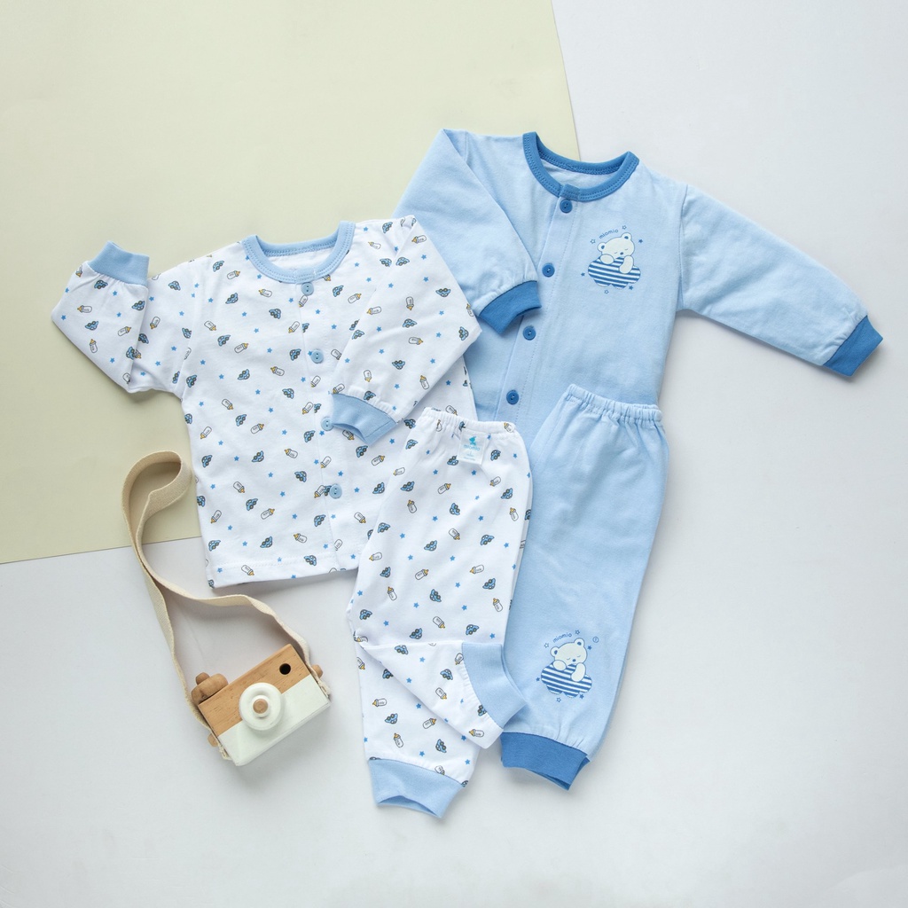 Combo 2 Bộ Quần Áo Dài Sơ Sinh MIOMIO, In Hình Cho Bé Trai, Bé Gái (Từ 0 - 24 Tháng), Vải Cotton