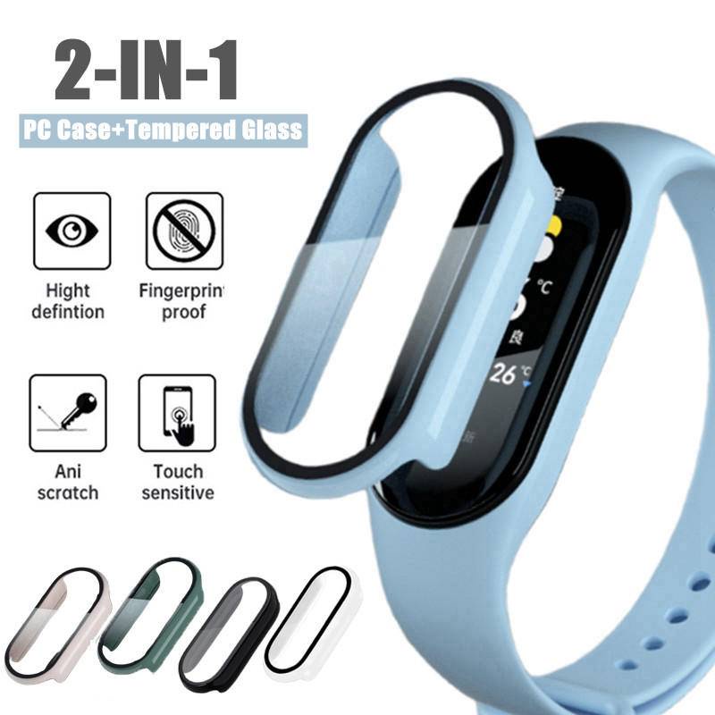 Ốp PC + Kính Cho Xiaomi Mi Band 6 5 4 Bảo Vệ Màn Hình Full Cover Trên Đồng Hồ Xiomi Mi band6 band5 b