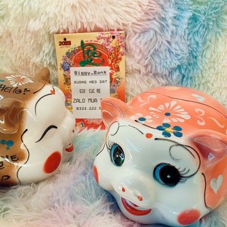 Heo đất - Lợn đất chất liệu Gốm Sứ Dáng Tròn Tai Vểnh Shop : Heodat8683