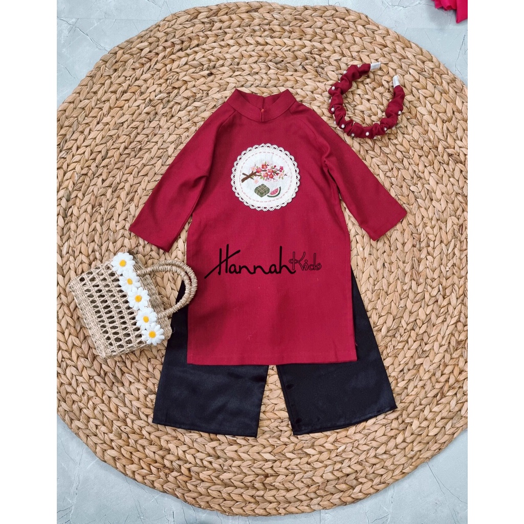 Áo Dài Tết Đôi Cách Tân Chất Linen Cho Bé Trai Và Bé Gái 8-35Kg, Áo Dài Đỏ Đôi Cho Bé Trai Và Bé Gái HANNAH KIDS