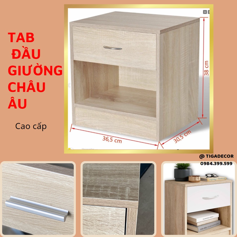 Tủ đầu giường nhỏ gọn gỗ châu âu, đẹp, hàng cao cấp. 36x35x38cm/ MDF chống ẩm