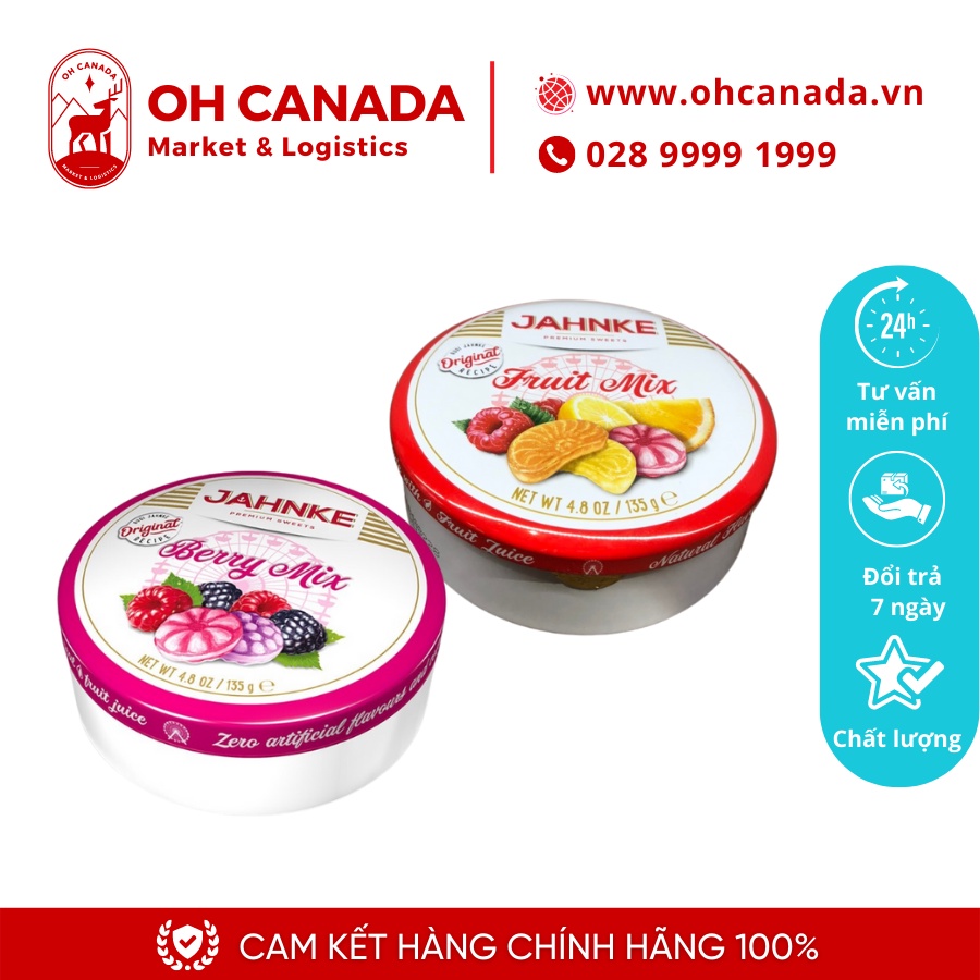Kẹo Ngậm Cứng Jahnke Có 2 Vị Berry Mix Và Fruit Mix Ngon Cực 135g - Đức