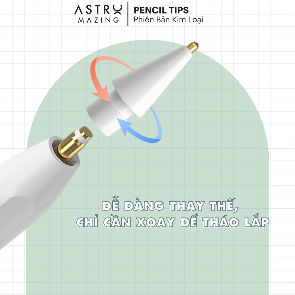 [Ngòi kim loại] Ngòi AstroMazing thay thế cho Apple Pencil 1 2 kim loại cao cấp chuyên dùng cho paperlike chống mòn ngòi