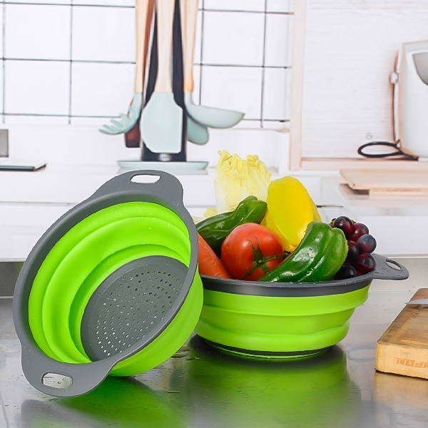 Rổ Rửa Rau Củ Quả Bằng Silicone Có Thể Gấp Gọn Tiện Lợi