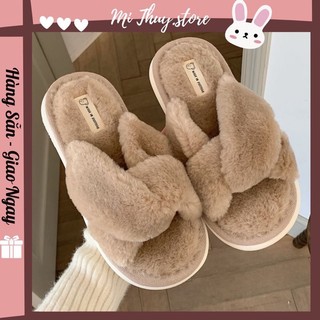 (Hàng sẵn) Dép bông mang trong nhà xixitiao quai chéo xinh xắn dễ thương