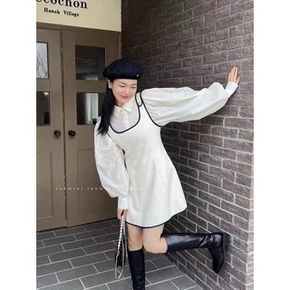 Set S13 sơ mi kèm váy yếm