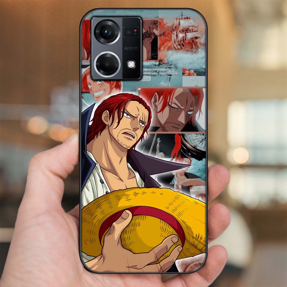 Ốp lưng Oppo Reno 8 4G viền đen in hình Shanks One Piece Đảo Hải Tặc