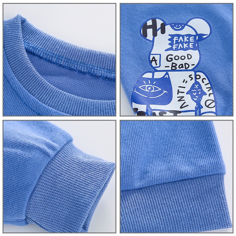 Planet Áo Thun Tay Dài Cổ Tròn Dáng Rộng In Họa Tiết Hoạt Hình Dễ Thương Thời Trang Cho Bé Trai Và Gái